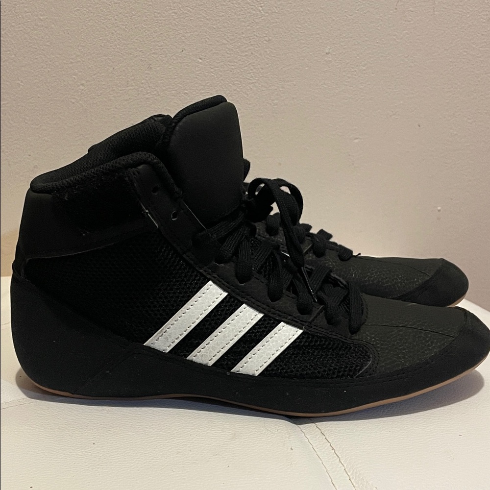 Adidas kid's Black and White Athletic High-Tops Wrestling shoes